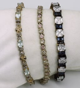 3 Sterling Tennis Bracelets