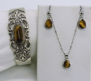 Tigers Eye 925 Cuff Bracelet, Necklace & More