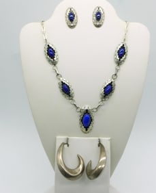 Lapis Lazuli Sterling Necklace & Earrings