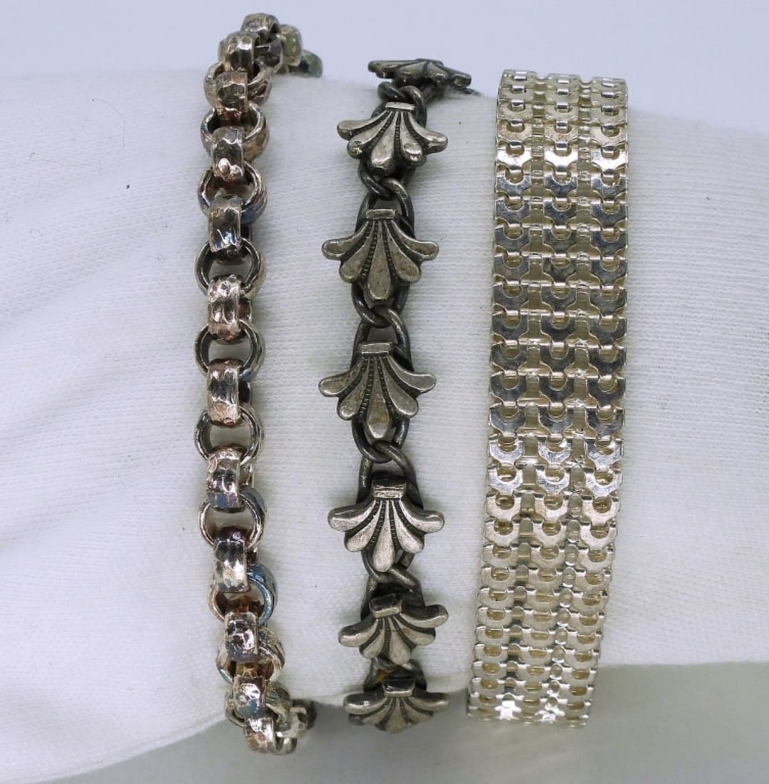 3 Sterling Fashion Bracelets (1 of 2)