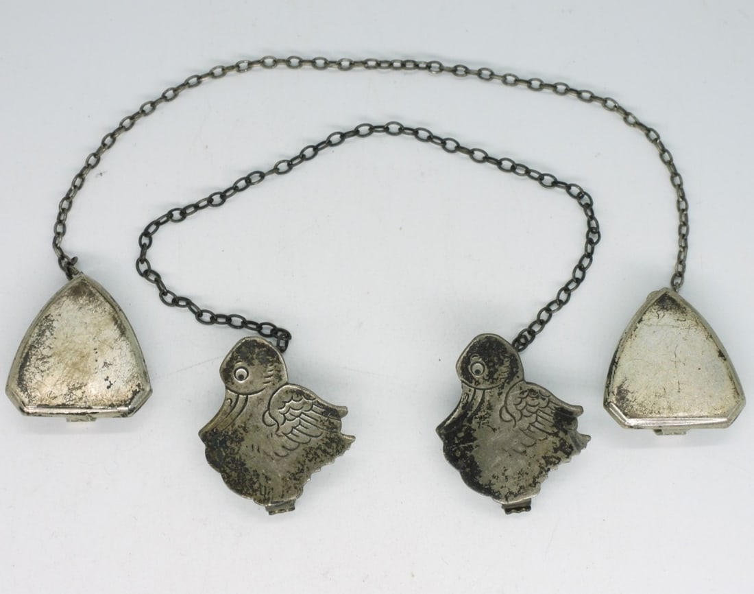 2 Vintage 925 Sweater Clips: Two vintage sterling sweater clips, 7-7.5" long. (9.9 dwt)