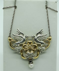 Gorham 925 Lovebirds Pearl Necklace