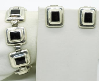 Taxco Sterling Black Onyx Matching Set
