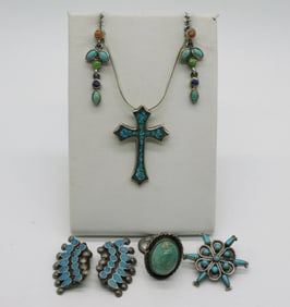 Turquoise Gemstone & Inlay Sterling Jewelry