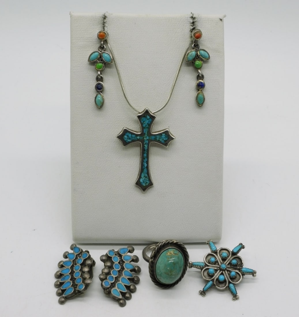 Turquoise Gemstone & Inlay Sterling Jewelry (1 of 3)
