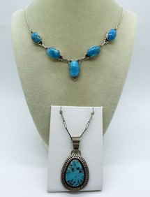 2 Turquoise Sterling Necklaces