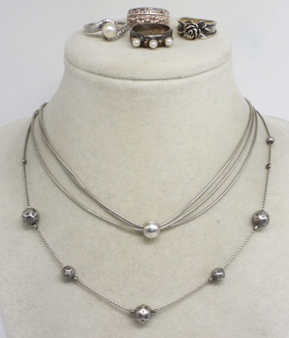 4 Fun Sterling Rings and Two Necklaces (1 of 2)