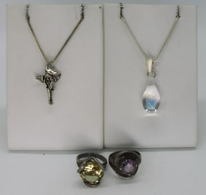 Opal in Resin Necklace & Gemstone 925 Rings