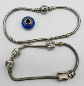 Two 925 Pandora Charm Bracelets - 5 Beads