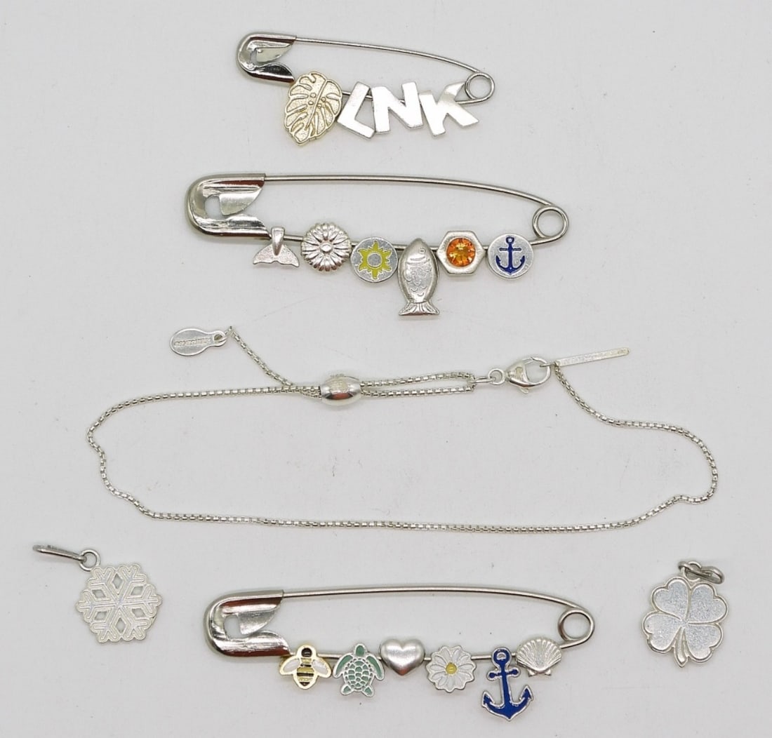 Alex & Ani Sterling Charm Bracelet & Charms: Alex & Ani, sterling bracelet & charms. 17 sterling Alex & Ani charms. Full adjustable sterling bracelet made for the charms. 9" max. (9.9 dwt)