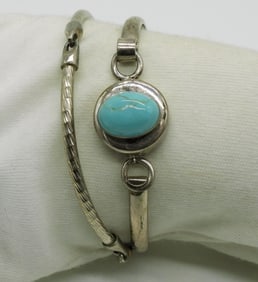 Stunning Sterling Taxco Turquoise Bracelet