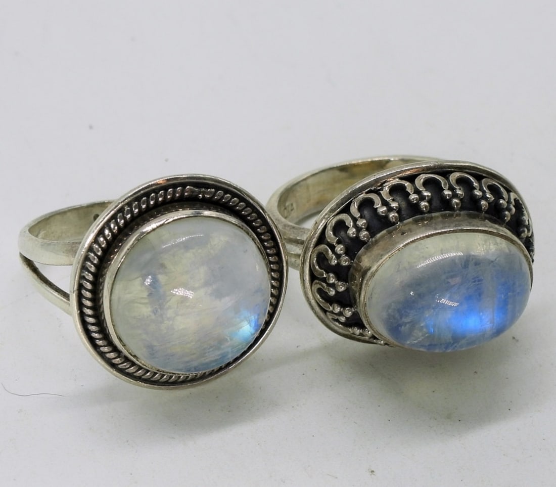 Two Sterling Moonstone Rings (1 of 3)