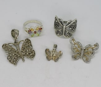 Sterling Butterfly Rings & Pendants
