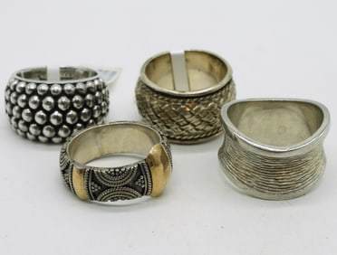 4 Intricate Sterling Rings with Tags