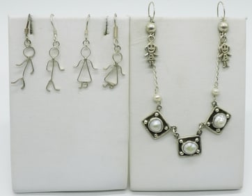 Pearl Fashion Necklace & 925 Earrings