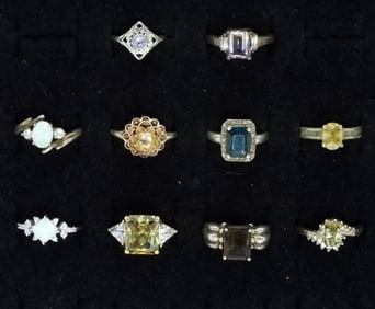 10 Multi Gemstone Sterling Fashion Rings