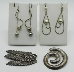 Vintage Sterling Pins & Earrings