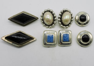 4 Pair Sterling Gemstone Earrings