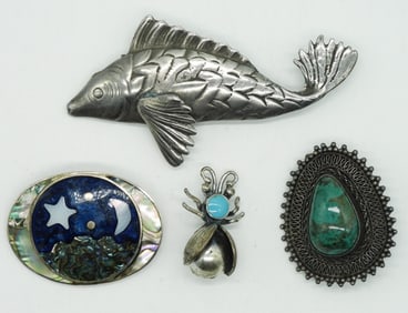 4 Vintage Sterling Brooches