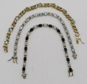 3 Sterling Gemstone Tennis Bracelets