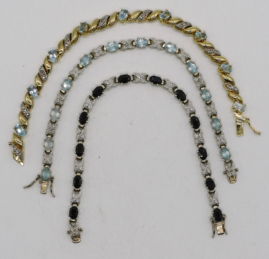 3 Sterling Gemstone Tennis Bracelets (1 of 2)