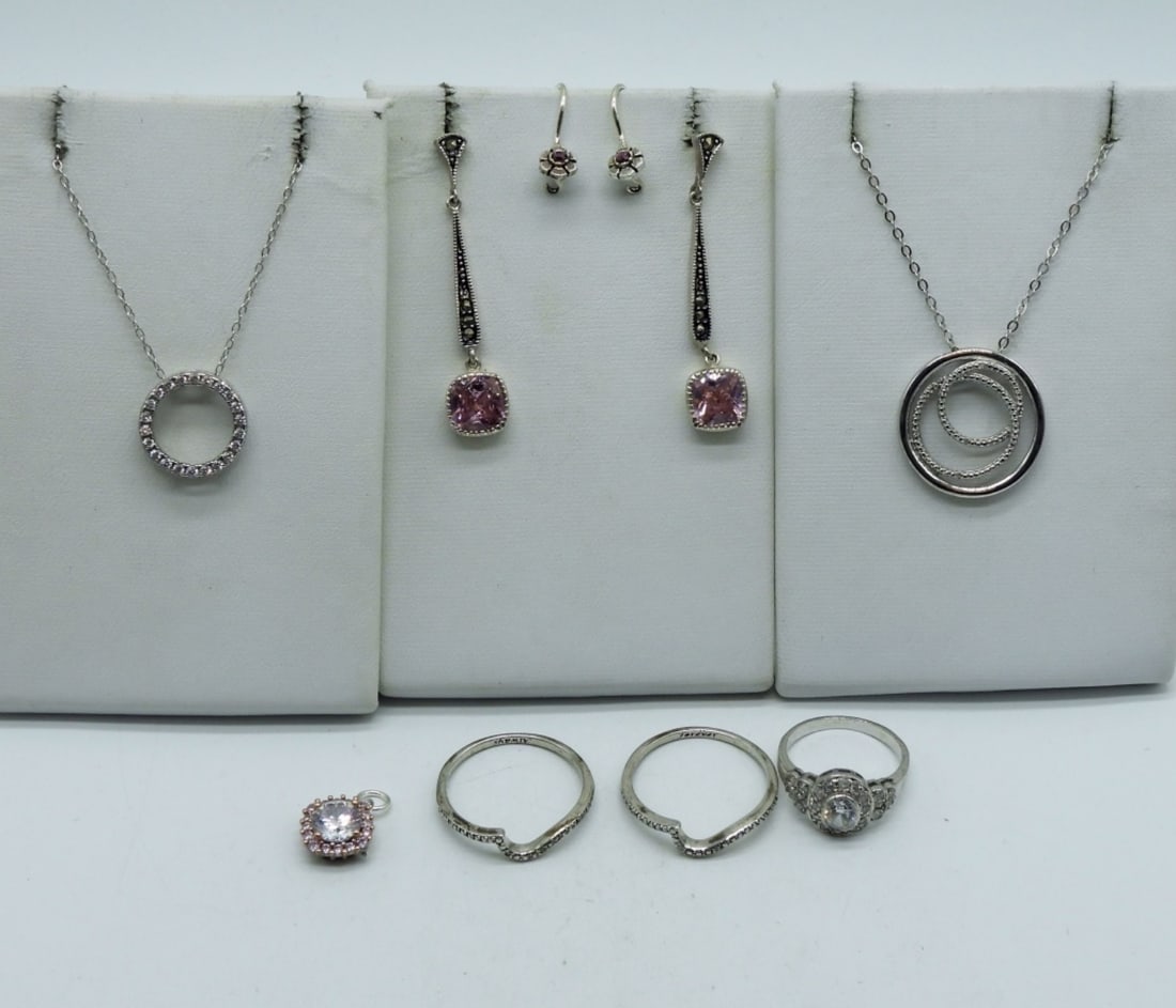 Pink & White Gemstone 925 Necklaces Rings (1 of 4)
