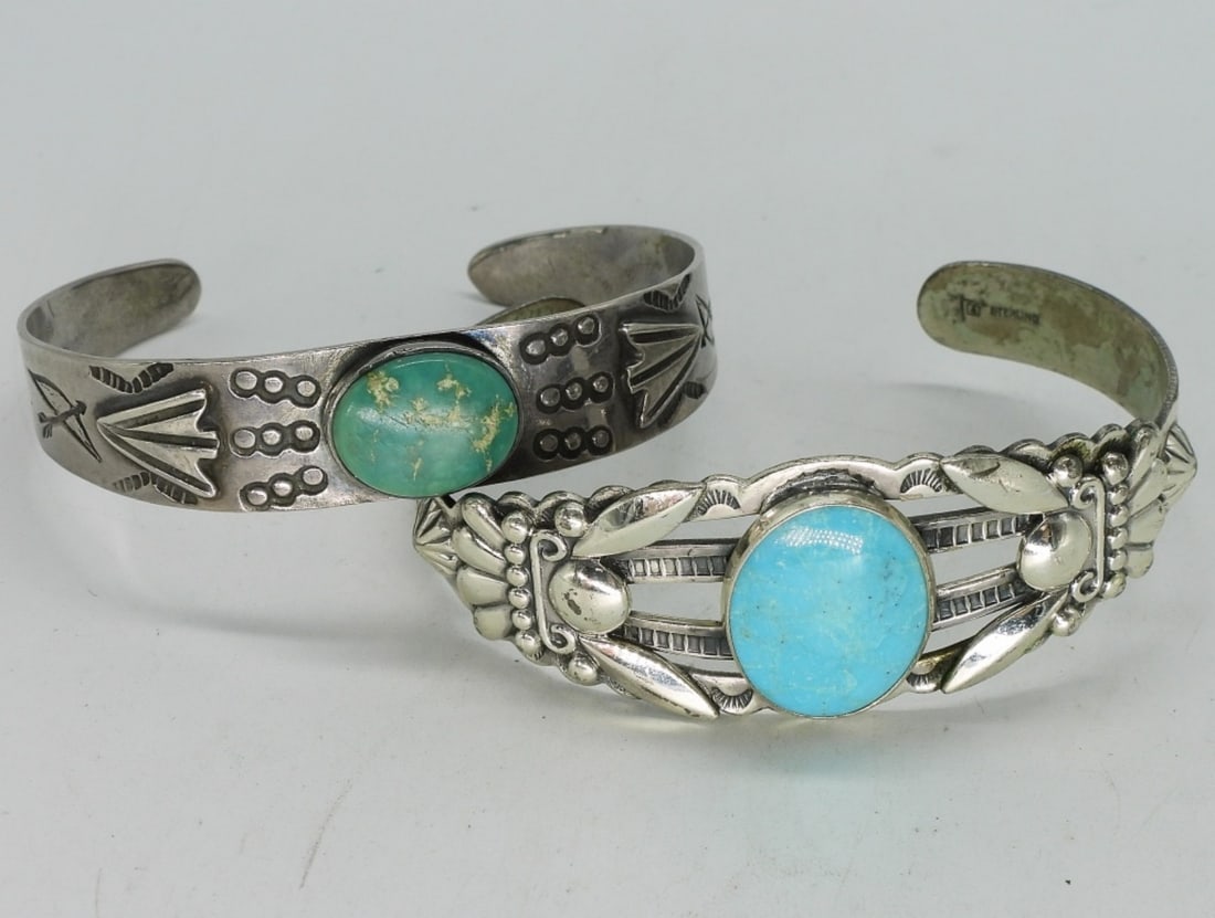 Two Sterling Turquoise Cuff Bracelets (1 of 2)