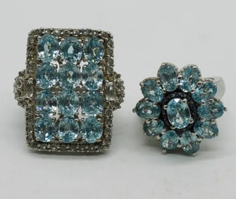 2 Blue Topaz Sterling Fashion Rings