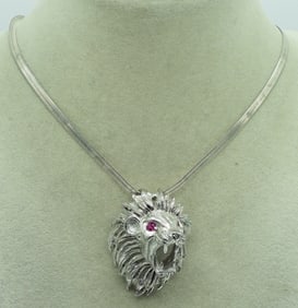 Sterling Lions Head Pendant & Chain