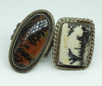 Two Vintage Sterling Gemstone Rings