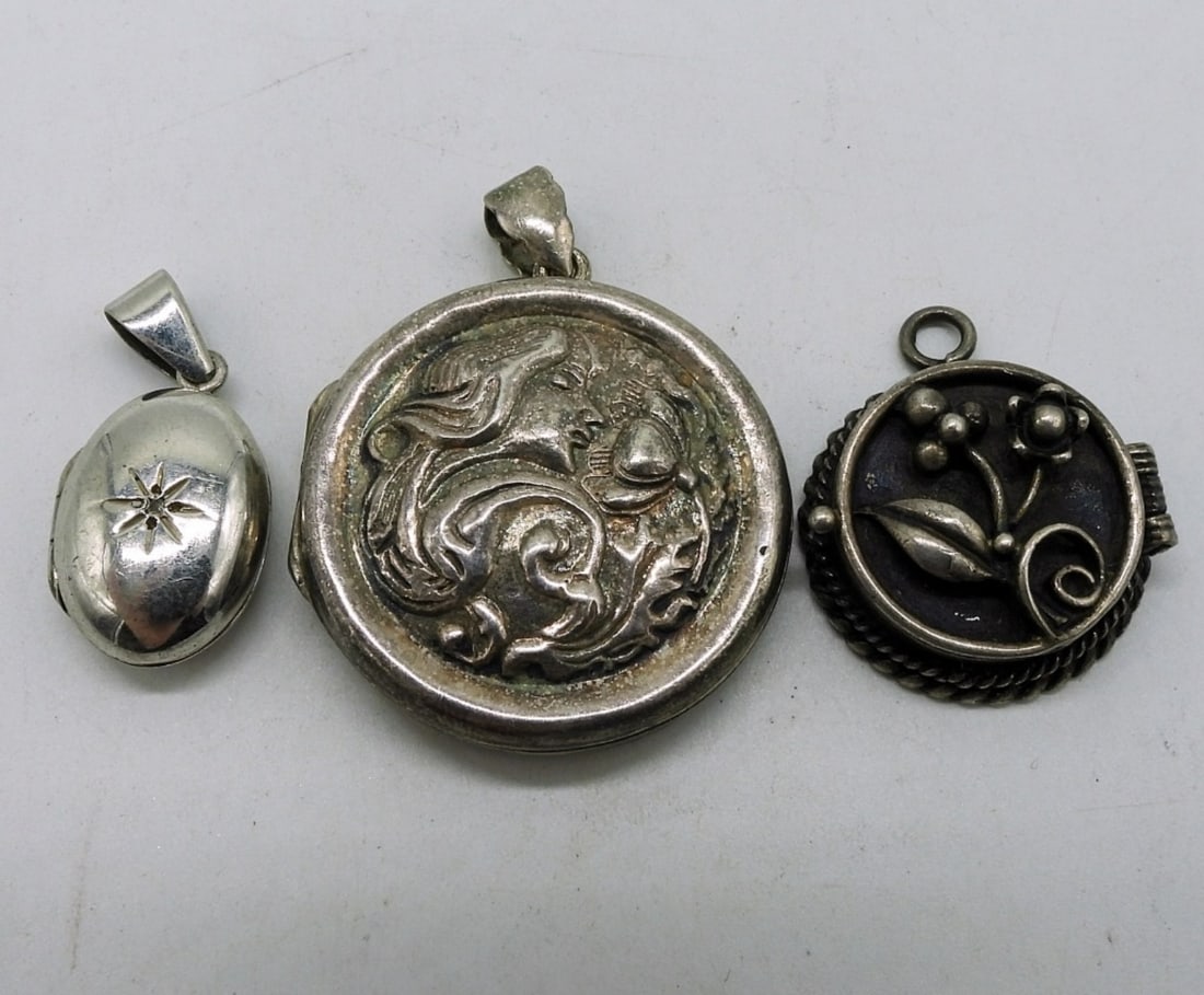 3 Sterling Locket Pendants (1 of 3)