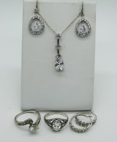 Pretty Bridal Style Sterling Rings & Earrings