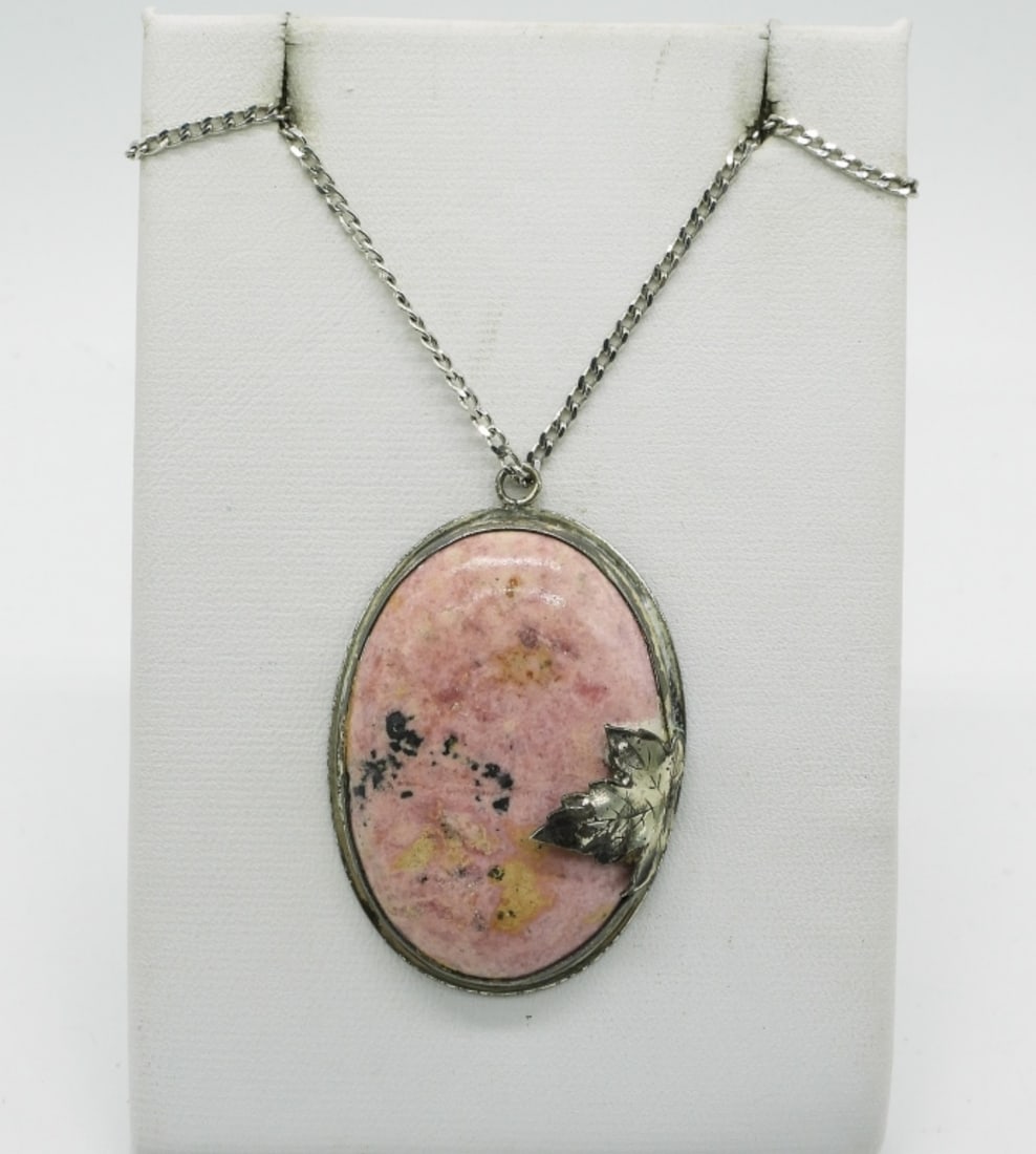 Rhodonite Sterling Pendant & Chain (1 of 2)