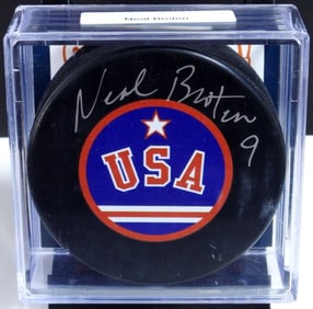Neal Broten Autographed Hockey Puck