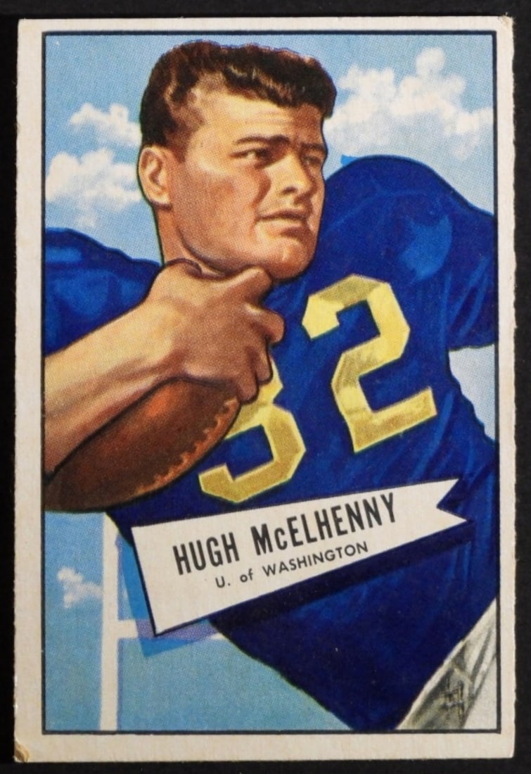 Hugh McElhenny 1952 Bowman Gum Division: Good condition, no creasing, corners are in fair condition