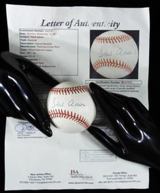 JSA Certified Autographed Hank Aaron Ball