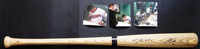 (2) Cleveland Indians Autograph Baseball Bat