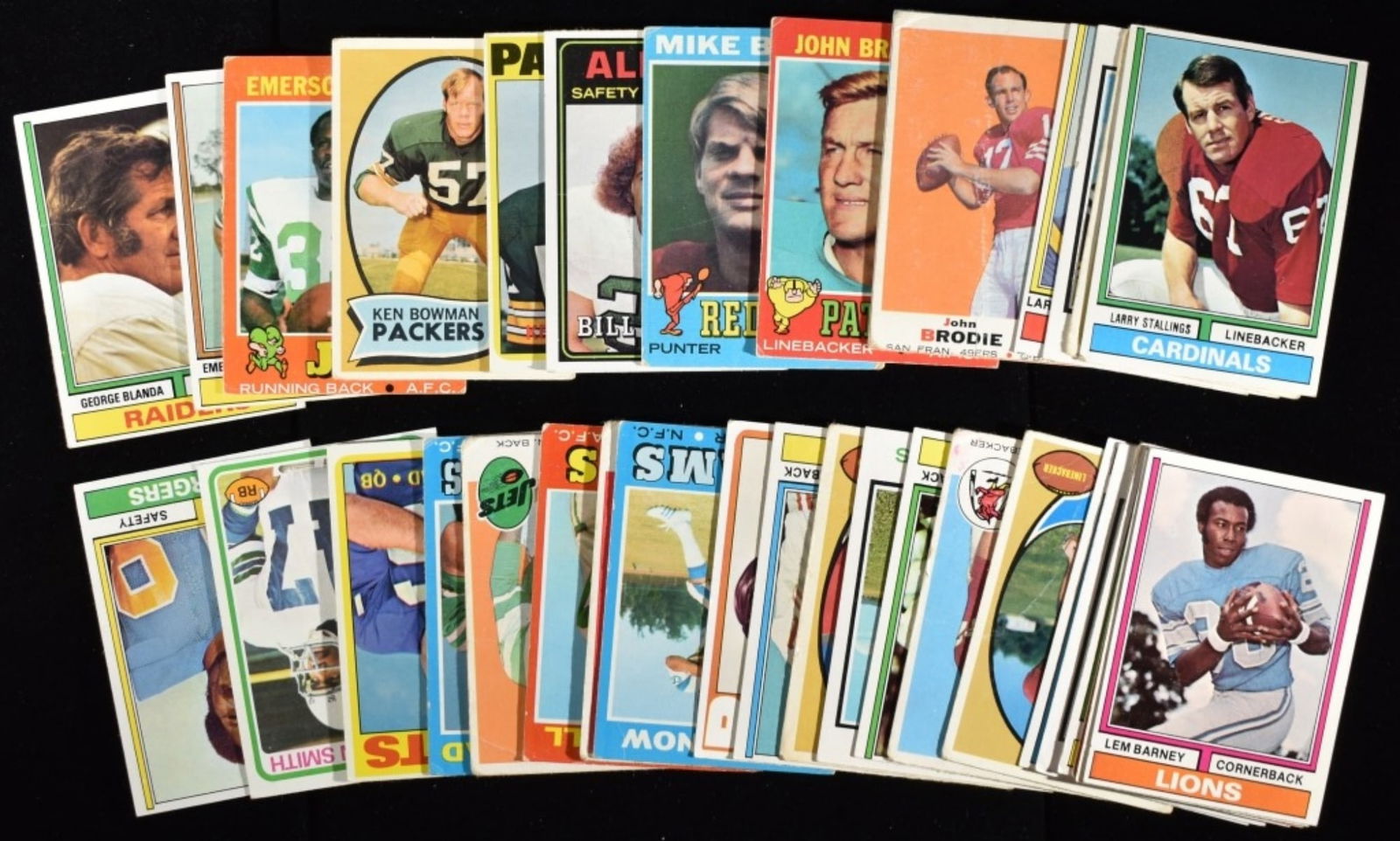 (40) Mixed Lot Of Football Cards: Terry Bradshaw, Larry Stallings, Larry Brooks. Conditions may vary. May have duplicates or reprints.