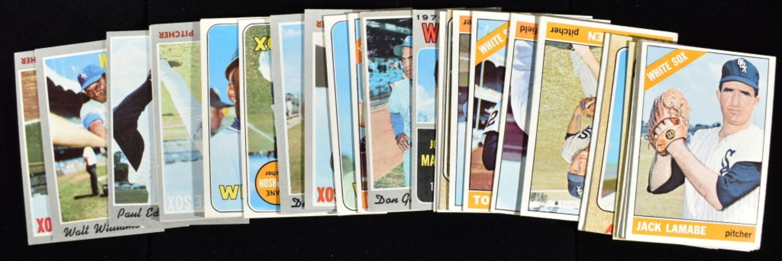 1960's (28) Baseball Cards: Joe Horlen, Walt Williams, Paul Edmondson. Conditions may vary. May have duplicates or reprints.