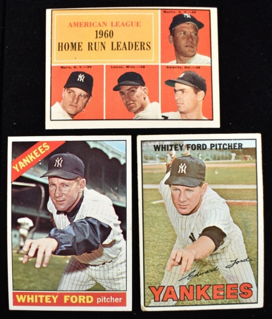 (3) Baseball Cards: American League 1960 Home Run Leaders Topps #44, Whitey Ford TOPPS 160, Whitey Ford TOPPS 5