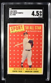 SGC 1958 TOPPS # 487 Mickey Mantle 4.5 VG EX+