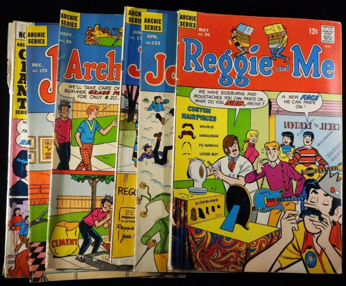 (6) Archie Series Comics: Jughead #175, Archie & Me #30, Archies Joke Book #137, Archies Joke Book #123, Reggie & Me #35, Everything's Archie #2. Various conditions. 1968-1969.