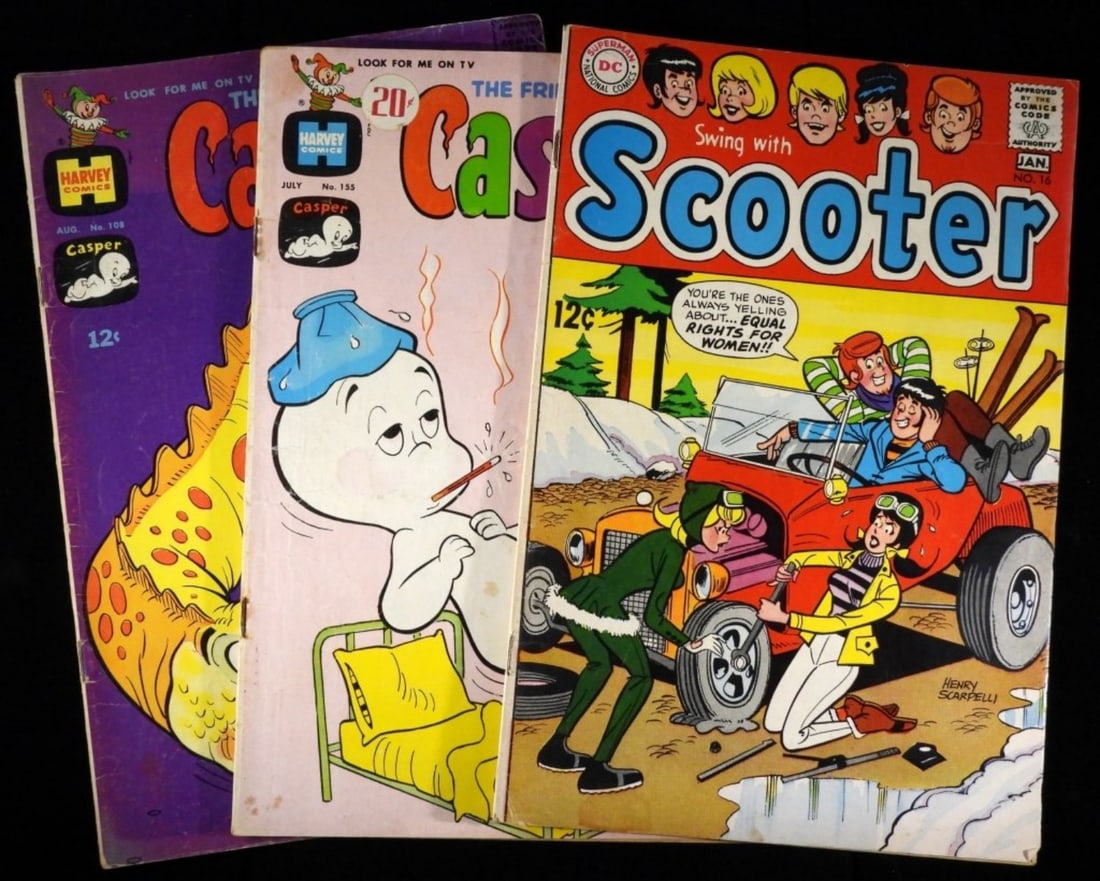 (2) Casper Comics & (1) Swing With Scooter: Various conditions, 1967-1971. Casper #155 & #108. #16 Scooter Comic