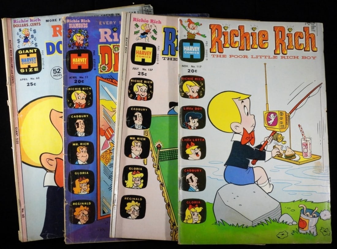 (4) Richie Rich Comics: Dollars and Cents #60, Diamonds #11, Richie Rich #127, Richie Rich #117. Various conditions
