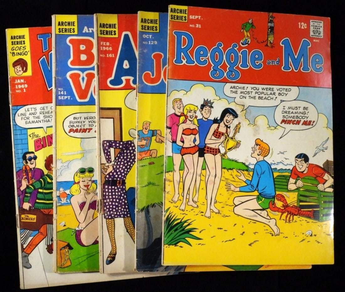(5) Archie Series Comics: Joke Book #129, Archie #161, Betty and veronica #141, That Wilkin Boy #1 & Reggie and Me #31. Various conditions