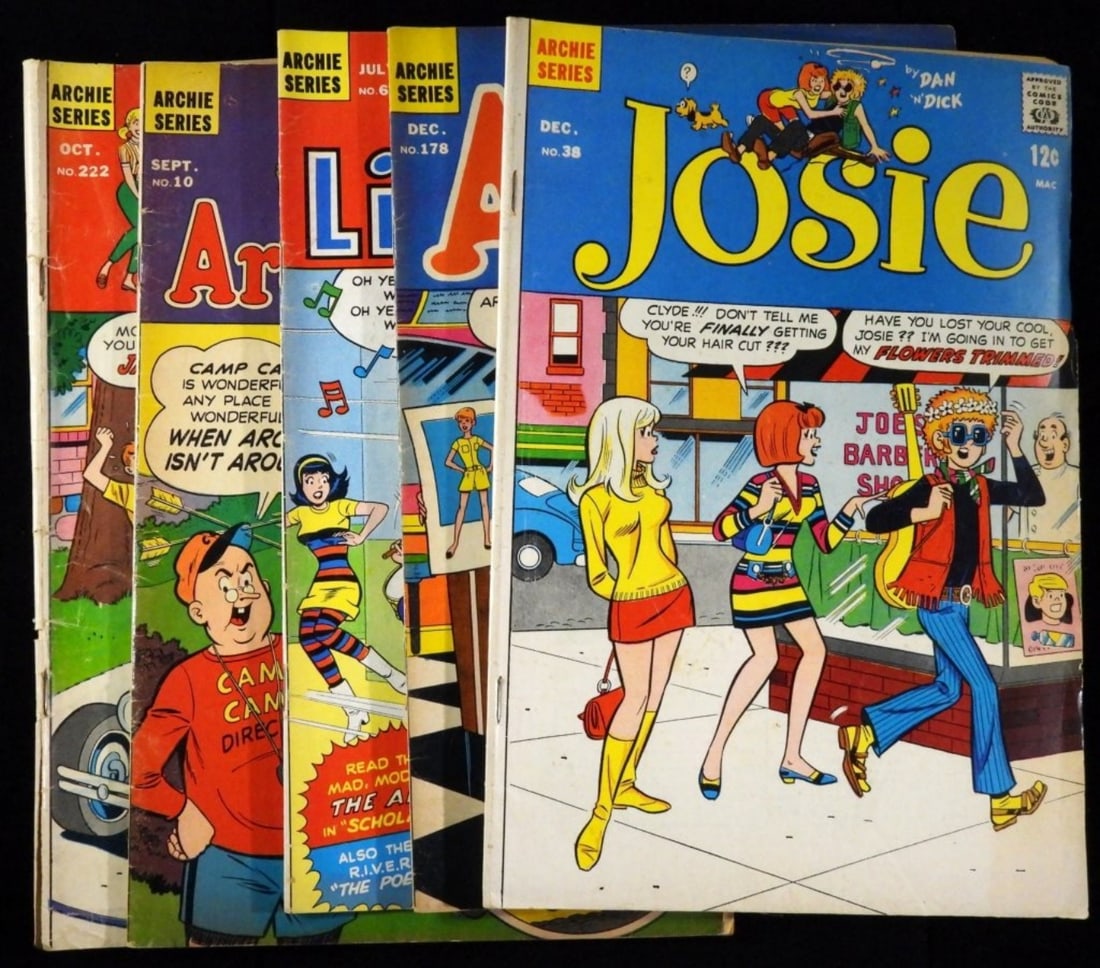 (5) Archie Series Comics: Josie #38, Archie #178, Life with Archie #63, Archie and Me #10, Pep #222. Various conditions