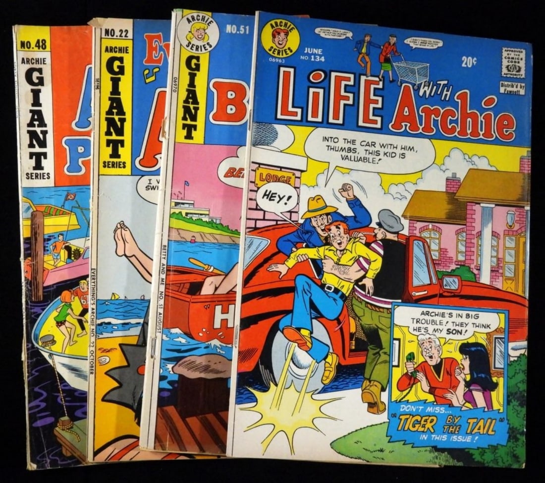 (4) Archie Series Comics: Betty and me #51, Life with Archie #134, Everything's Archie #22, Archies Pals n Gals #48.
