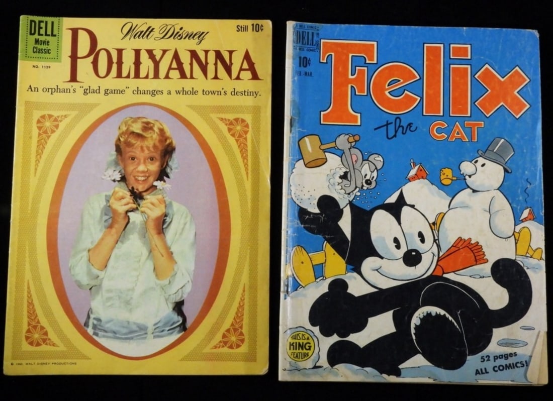 (2) VG Dell Comics Gold & Bronze Age: 1) Felix the Cat #13 1950. 2 Pollyanna #1129 1960