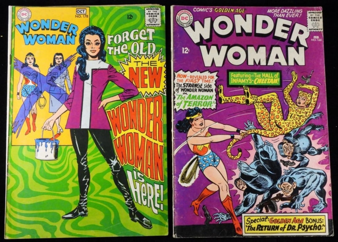 (2) DC Wonder Women #160 & 178 (G/VG): G/VG condition. Creasing and normal wear from the years. 12-cent issues.