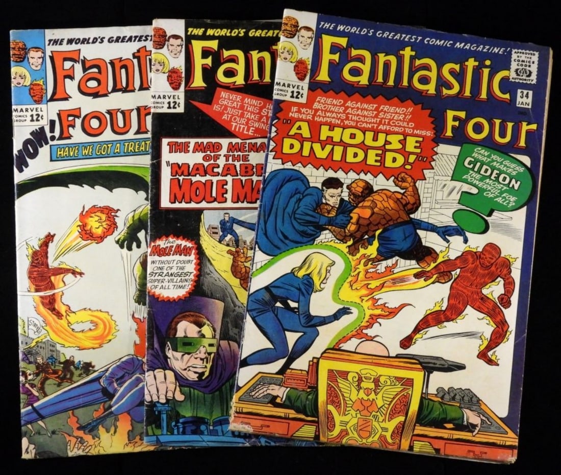 Fantastic Four #31,34,35 (F/VG): 1964-1965, F/VG condition with creasing and normal wear from the years. 12-cent issue